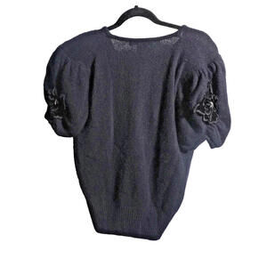 VTG 80s IB Diffusion Silk Angora Rabbit Hair Lambswool Knit Top Flowers Glamor M